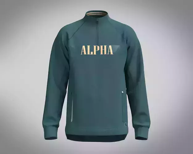 Sweatshirt Green Alpha Half Zip 3D model