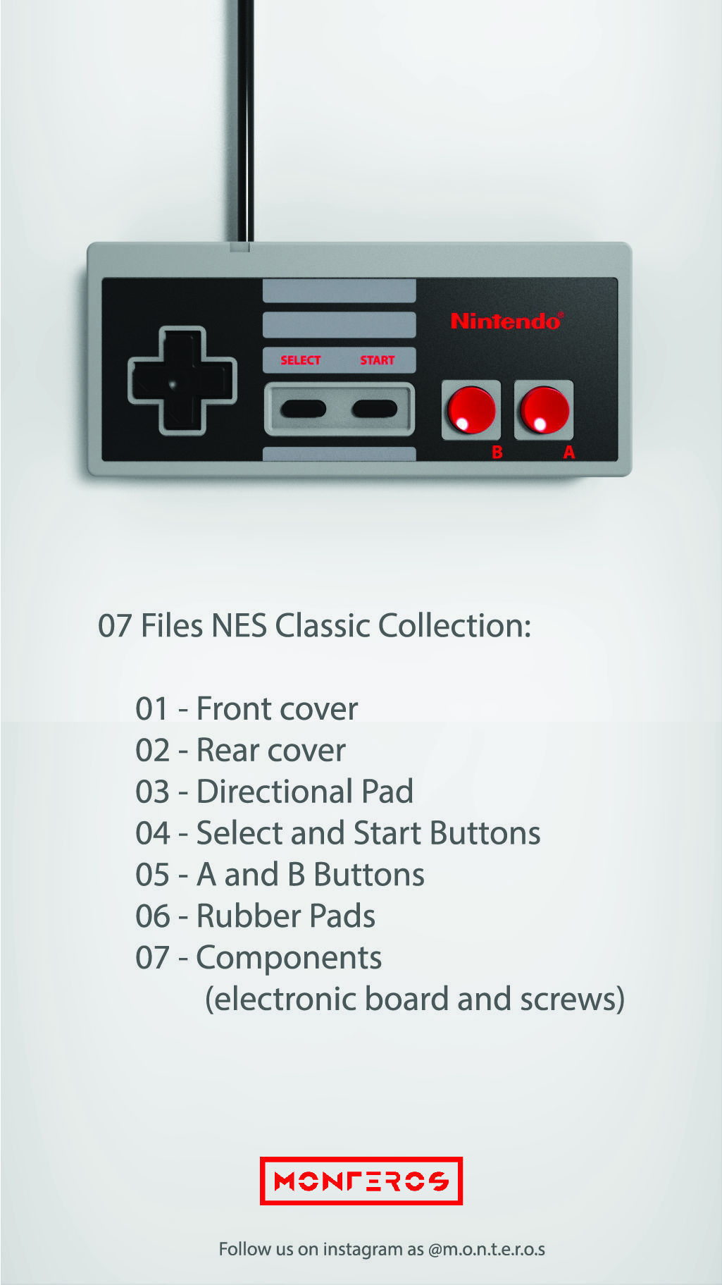 NES Classic Controller - 01 Front Cover 3D print model_5