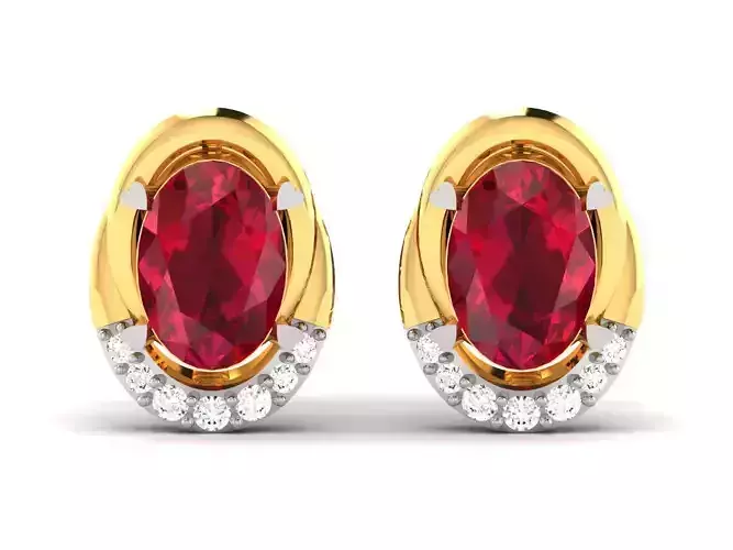 Women Oval Diamond Earrings