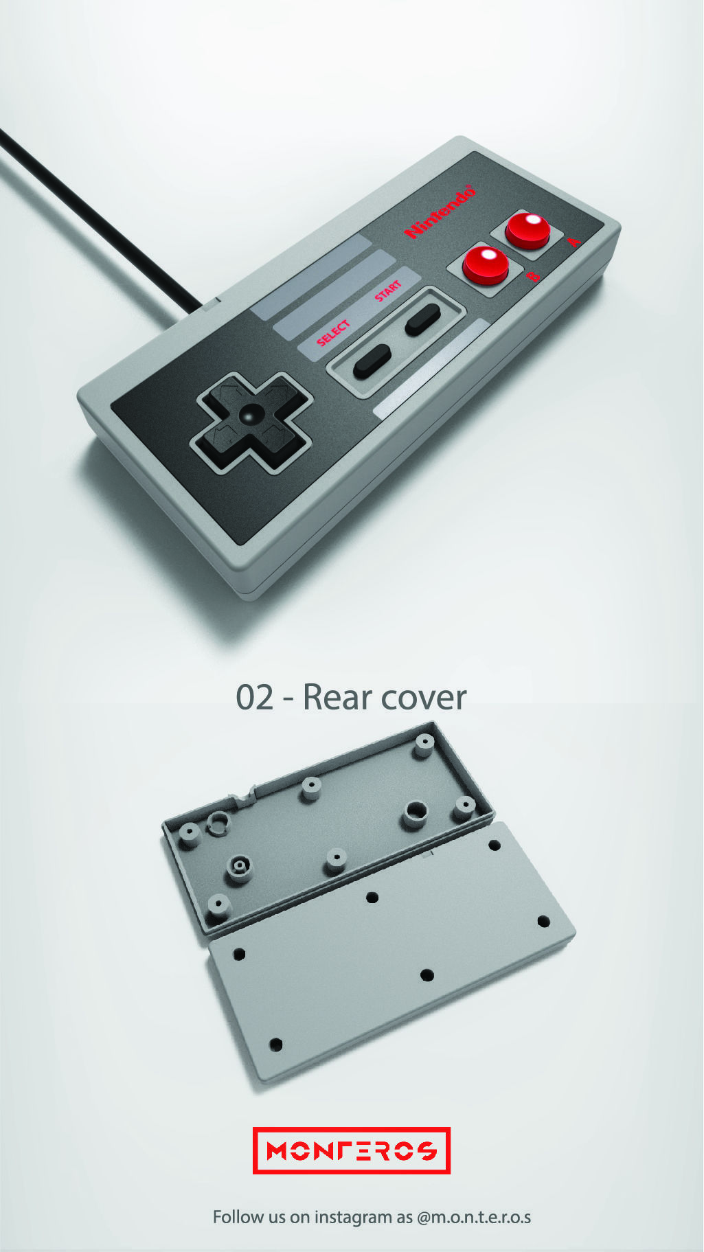 NES Classic Controller - 02 Rear Cover 3D print model_1