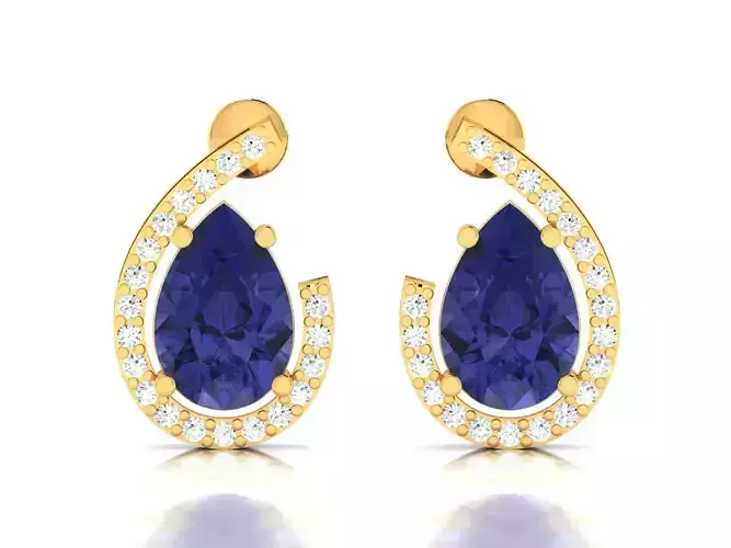 Women Pear Diamond Earrings 3D print model