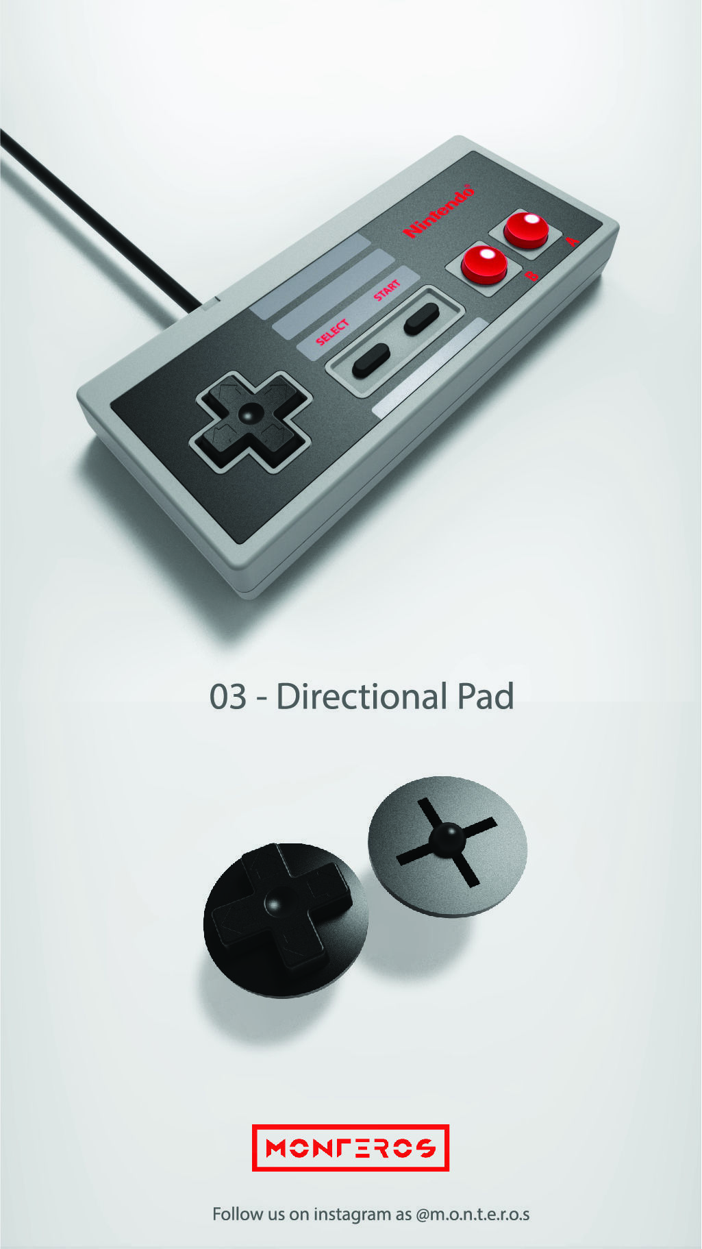 NES Classic Controller - 03 Directional Pad 3D print model_1
