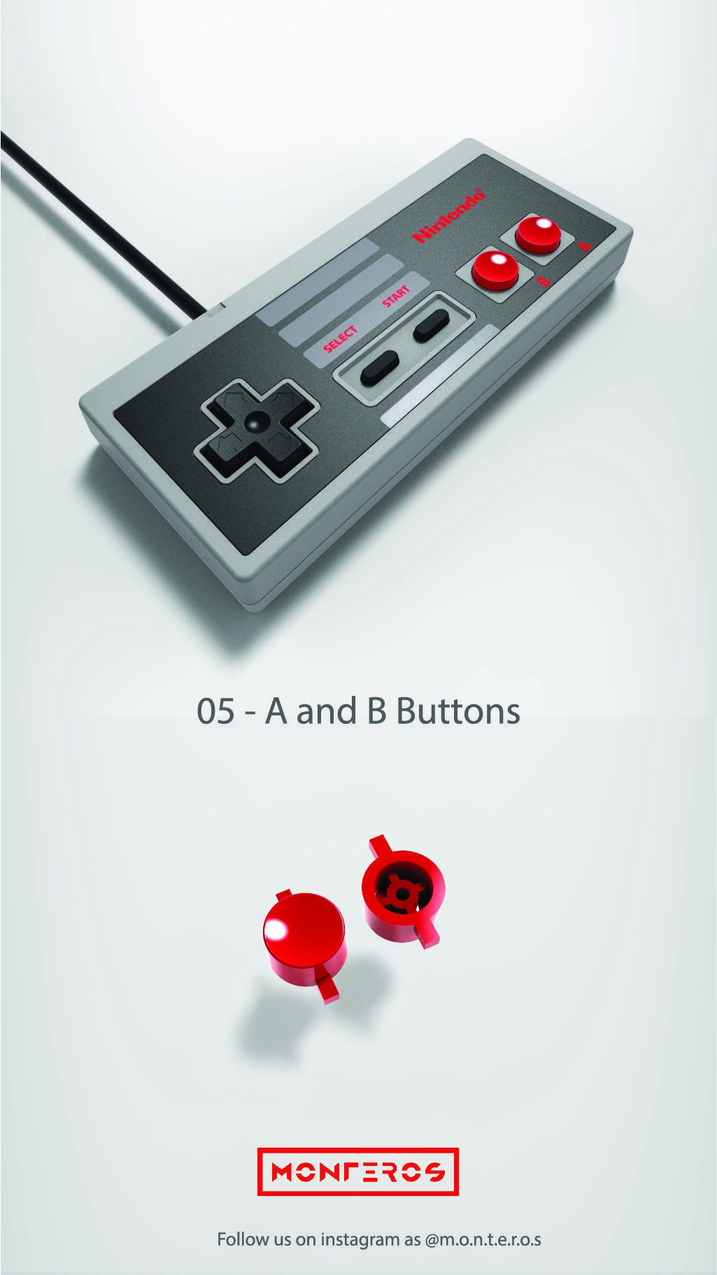 NES Classic Controller - 05 A and B Buttons 3D print model_1