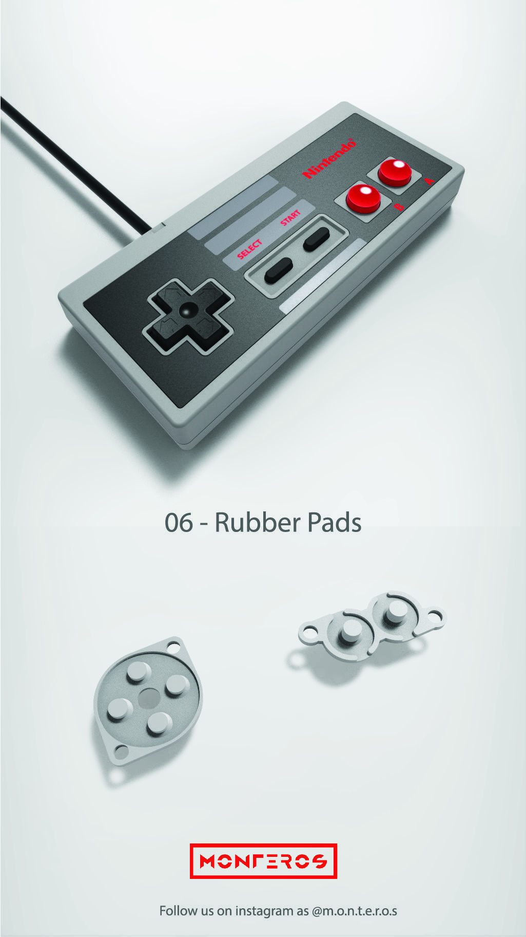 NES Classic Controller - 06 Rubber Pads 3D print model_1
