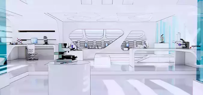 laboratory interior of futuristic