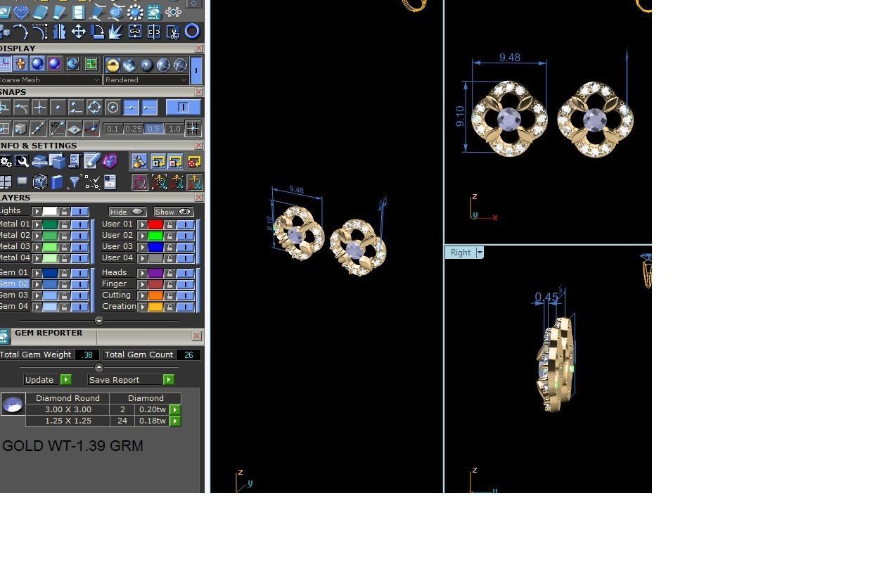 Stud Earring 3D print model_3