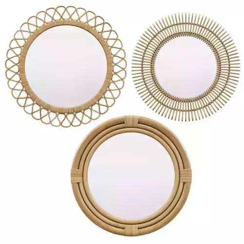 Rattan mirror set