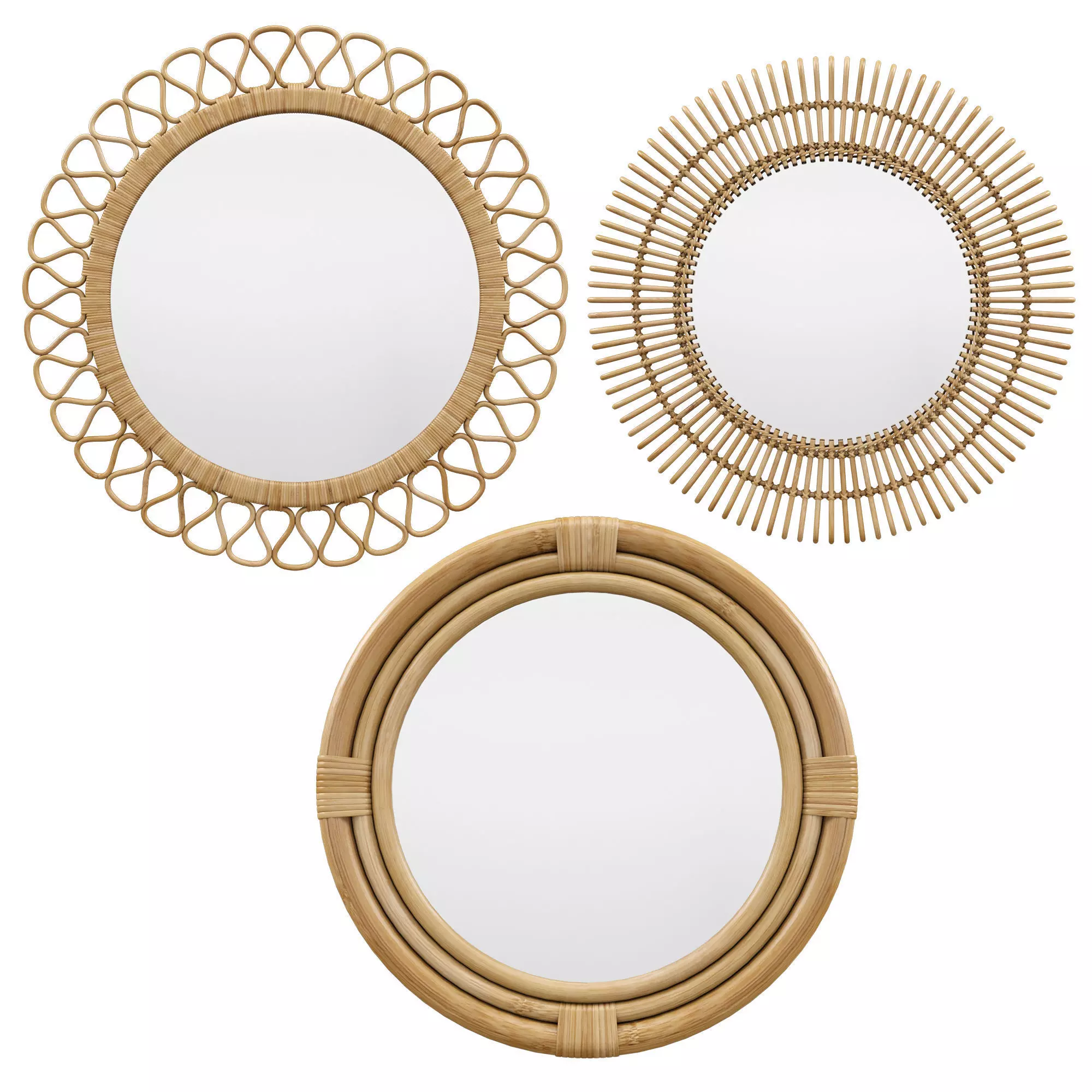 Rattan mirror set 3D model