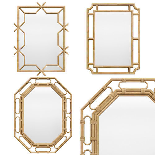 Rattan mirror set 2 3D model
