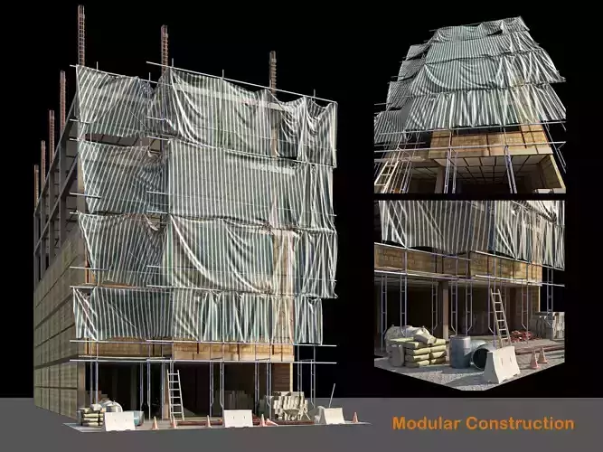 Modular Construction Site Bundle Vol 2 Low-poly 3D model