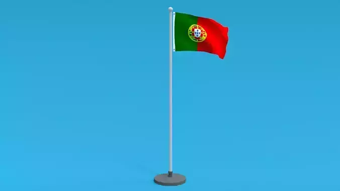 Low Poly Seamless Animated Portugal Flag Low-poly 3D model