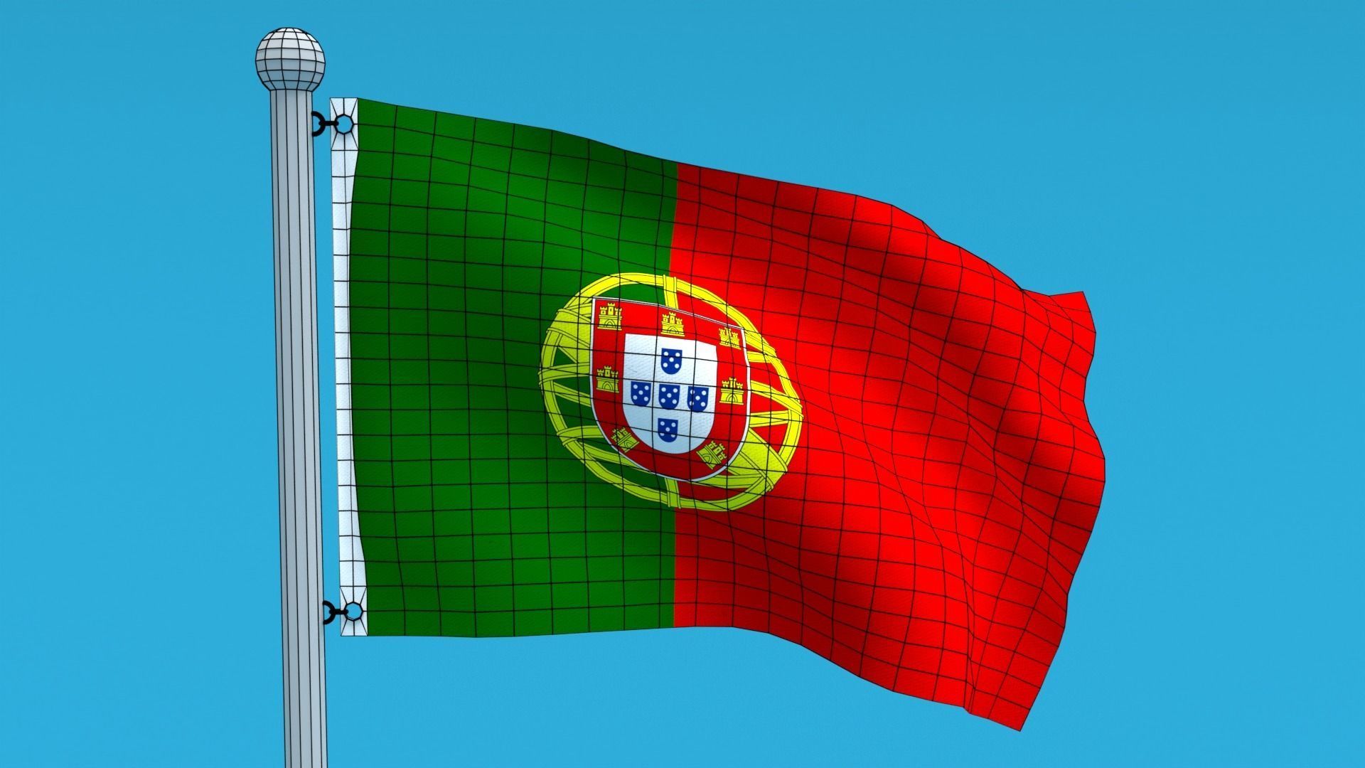 Low Poly Seamless Animated Portugal Flag Low-poly 3D model_17