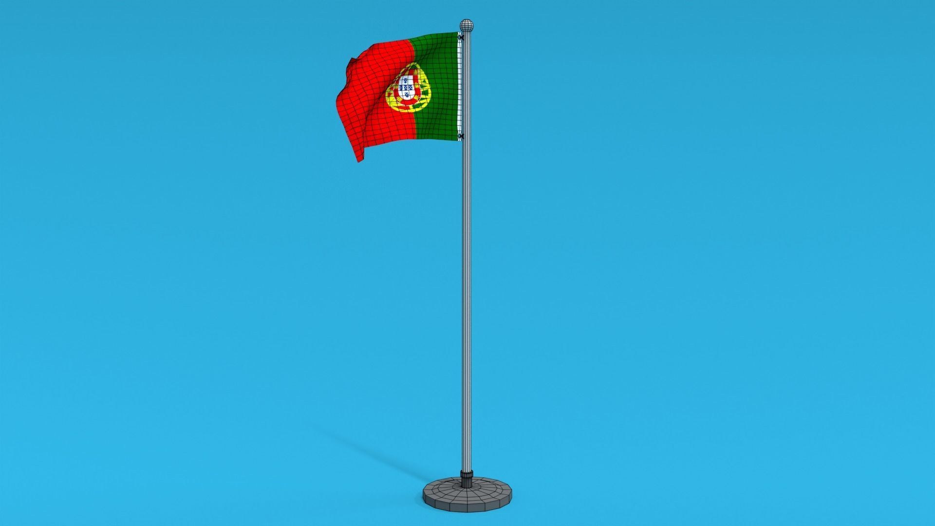 Low Poly Seamless Animated Portugal Flag Low-poly 3D model_12