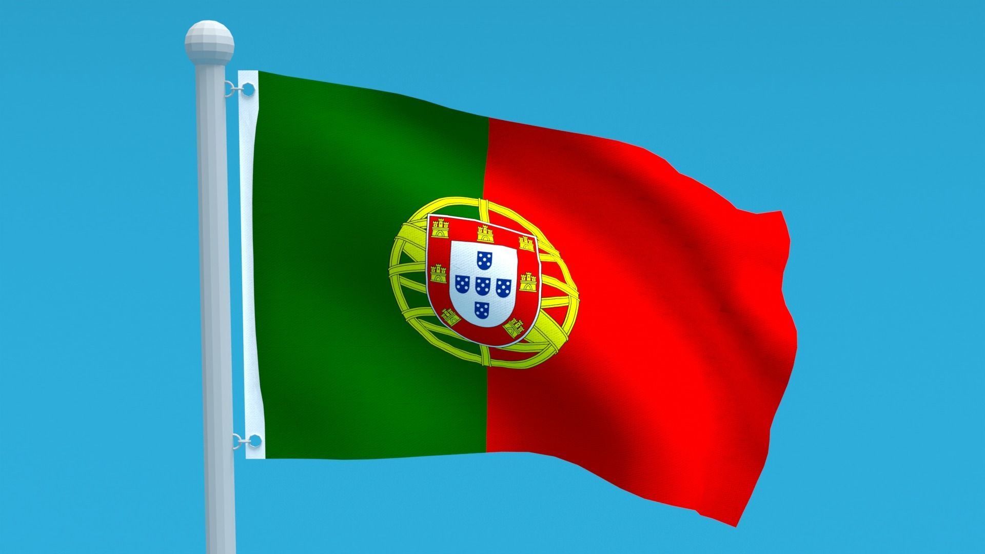 Low Poly Seamless Animated Portugal Flag Low-poly 3D model_8