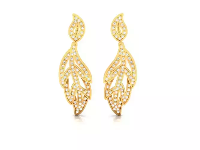 Earring gold leaf dangle earrings with diamonds