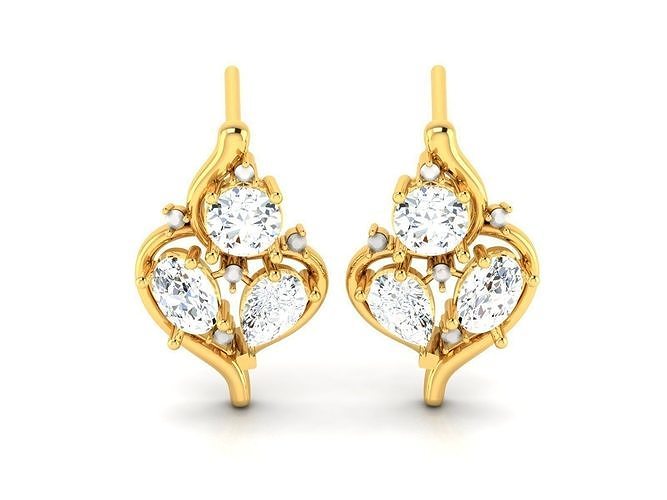 Earring emerald and ruby earrings gold 3D print model