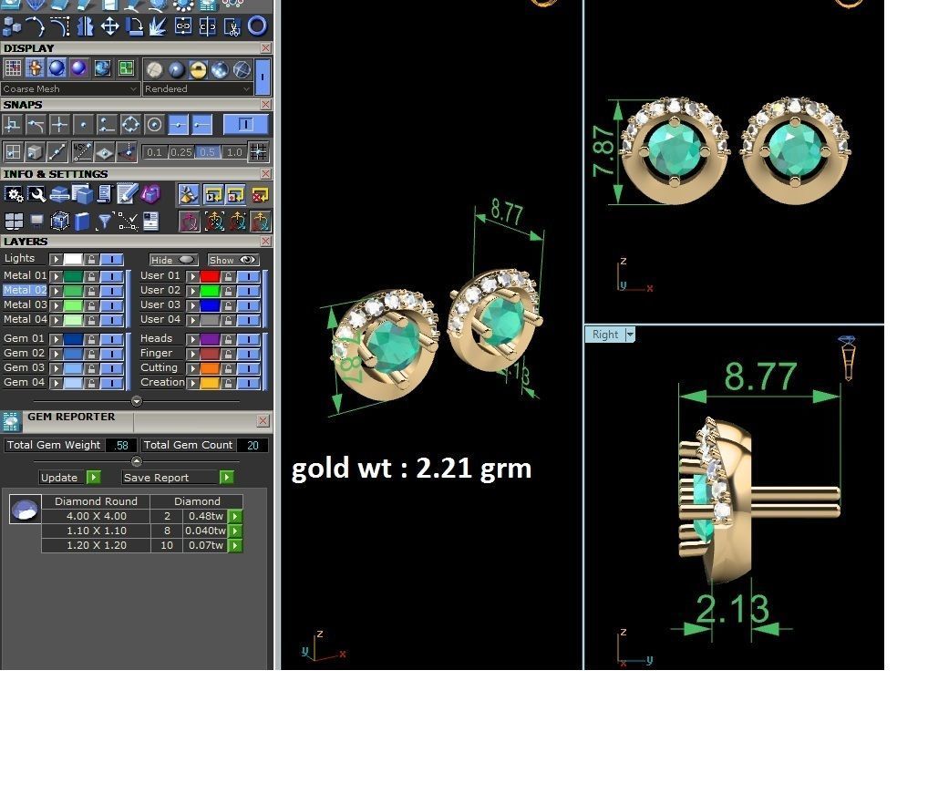 Earring 3Ddm stl obj fbx Render Details 3D print model_6