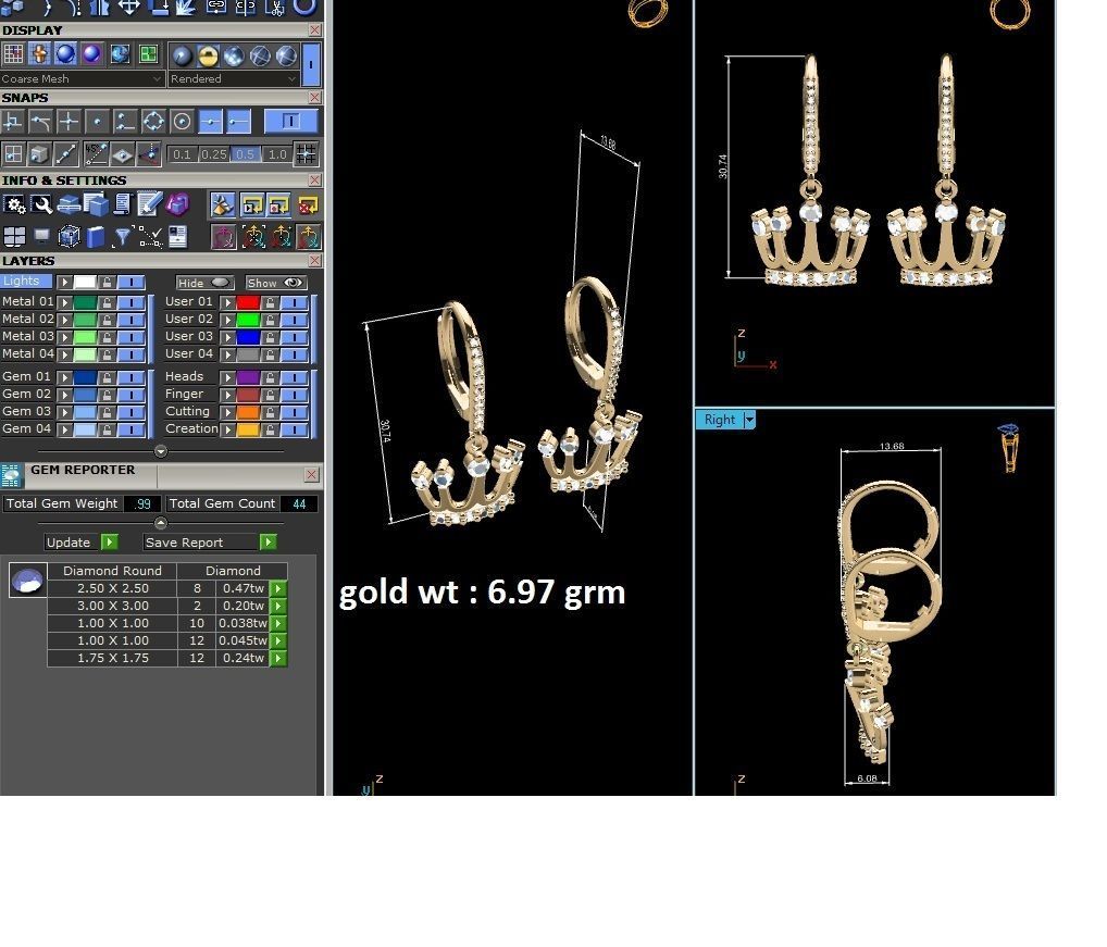 Earring 3Ddm stl obj fbx Render Details 3D print model_6