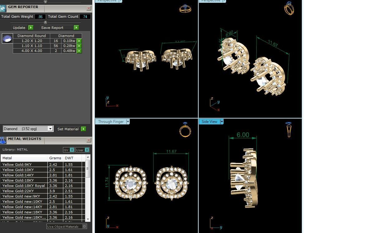 Earring 3Ddm stl obj fbx Render Details 3D print model_6