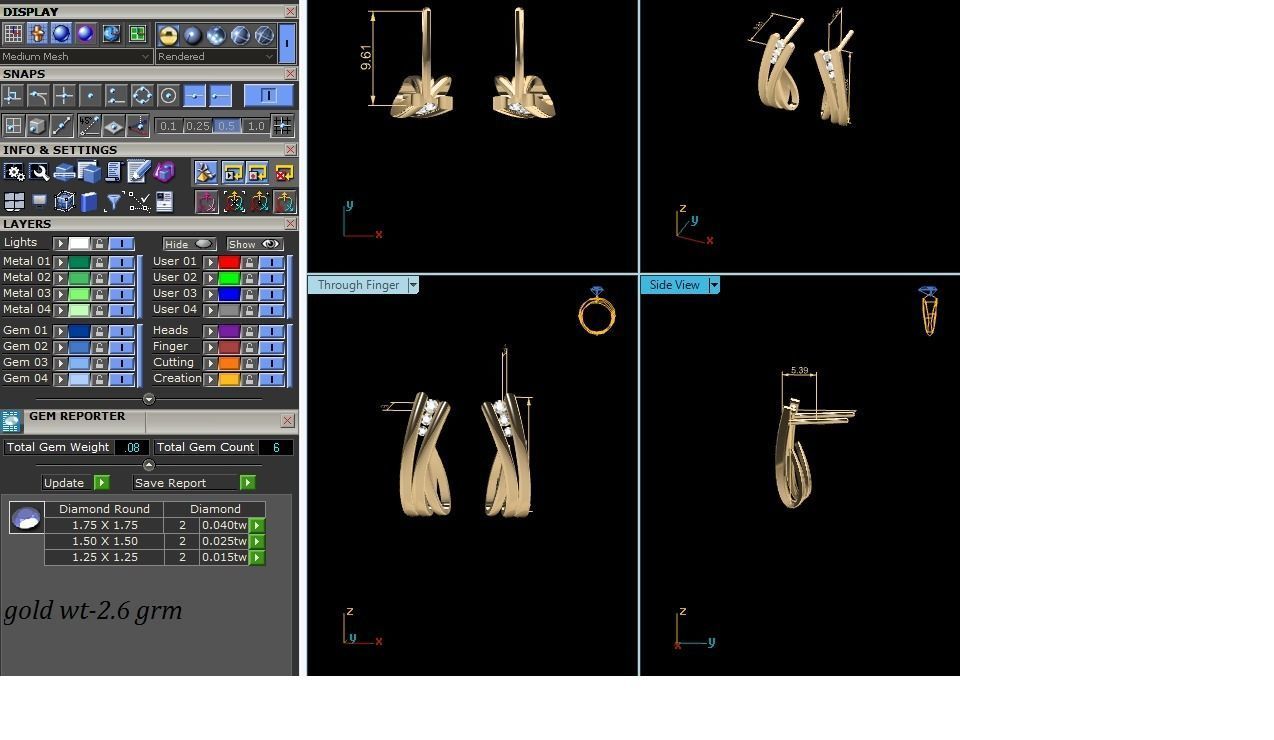Earring 3Ddm stl obj fbx Render Details 3D print model_3