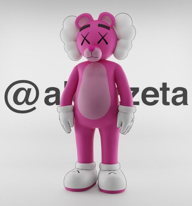 Kaws Pink Panther Textured Low-poly 3D model_2