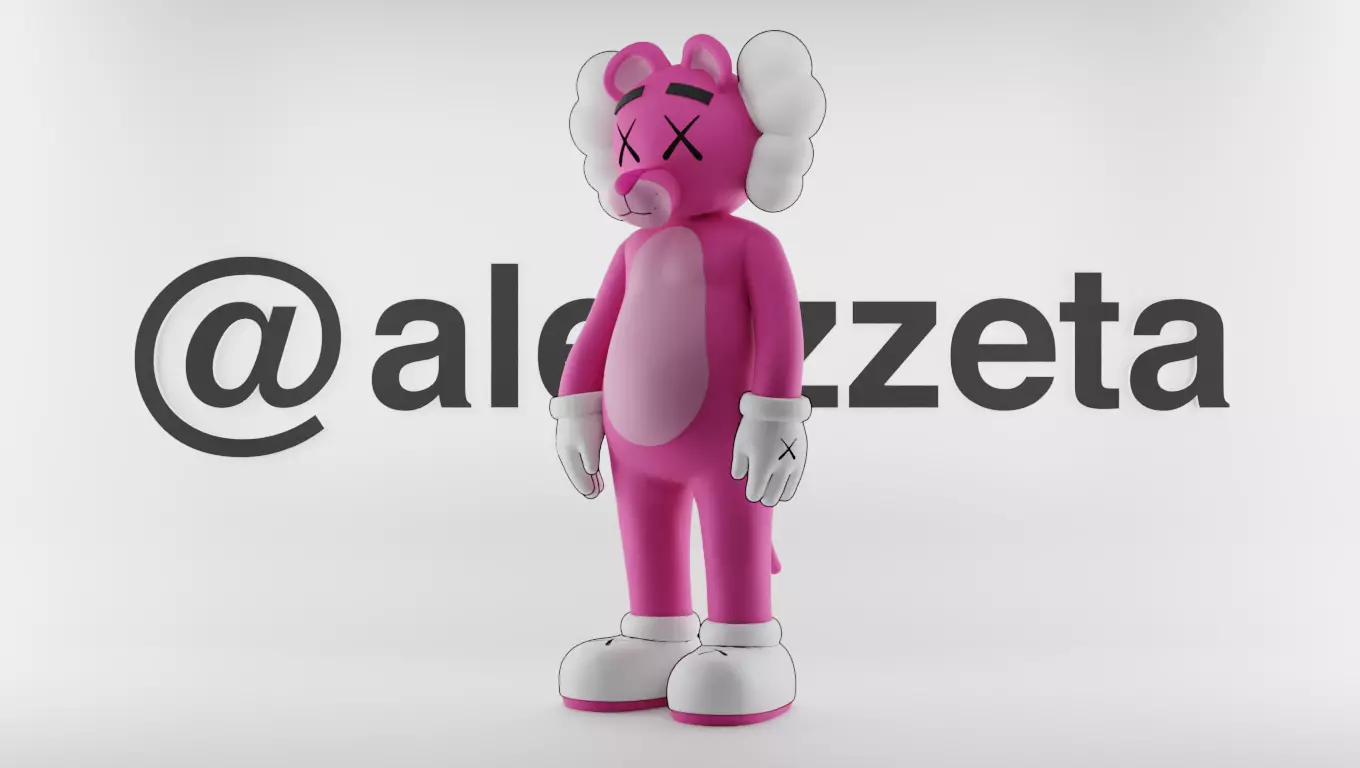 Kaws Pink Panther Textured Low-poly 3D model_0