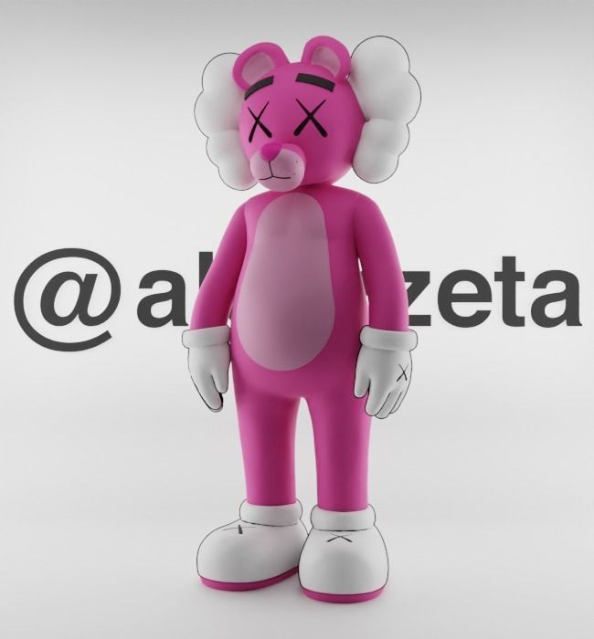 Kaws Pink Panther Textured Low-poly 3D model_3