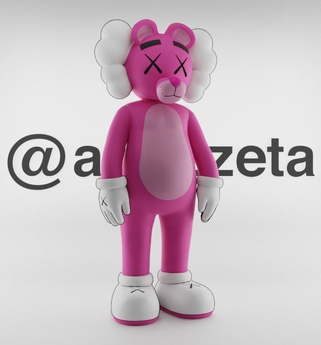 Kaws Pink Panther Textured Low-poly 3D model_35