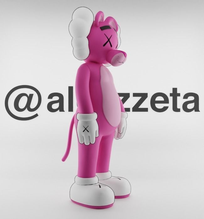 Kaws Pink Panther Textured Low-poly 3D model_31