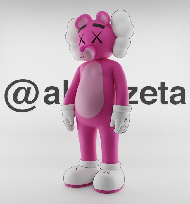 Kaws Pink Panther Textured Low-poly 3D model_4