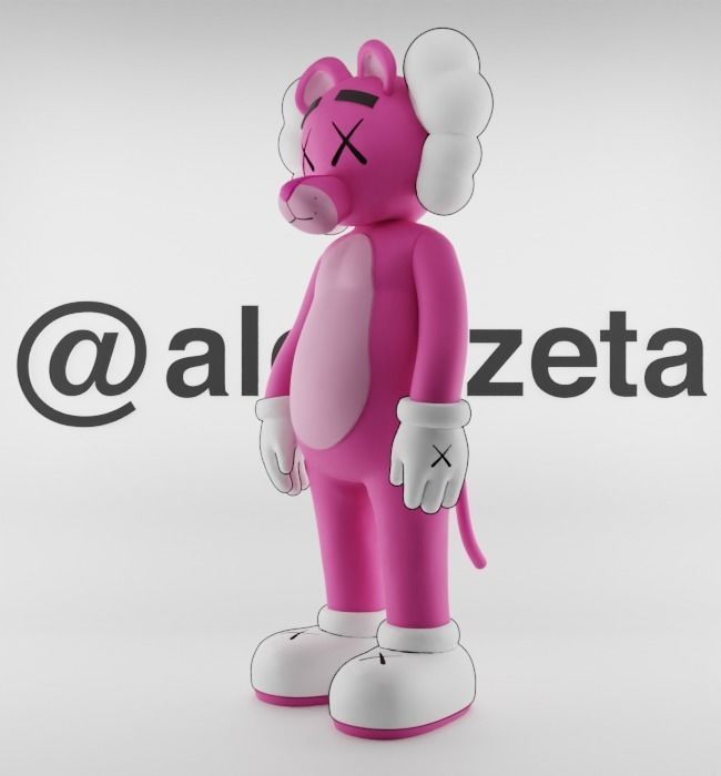 Kaws Pink Panther Textured Low-poly 3D model_6