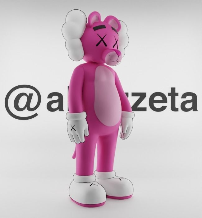 Kaws Pink Panther Textured Low-poly 3D model_33