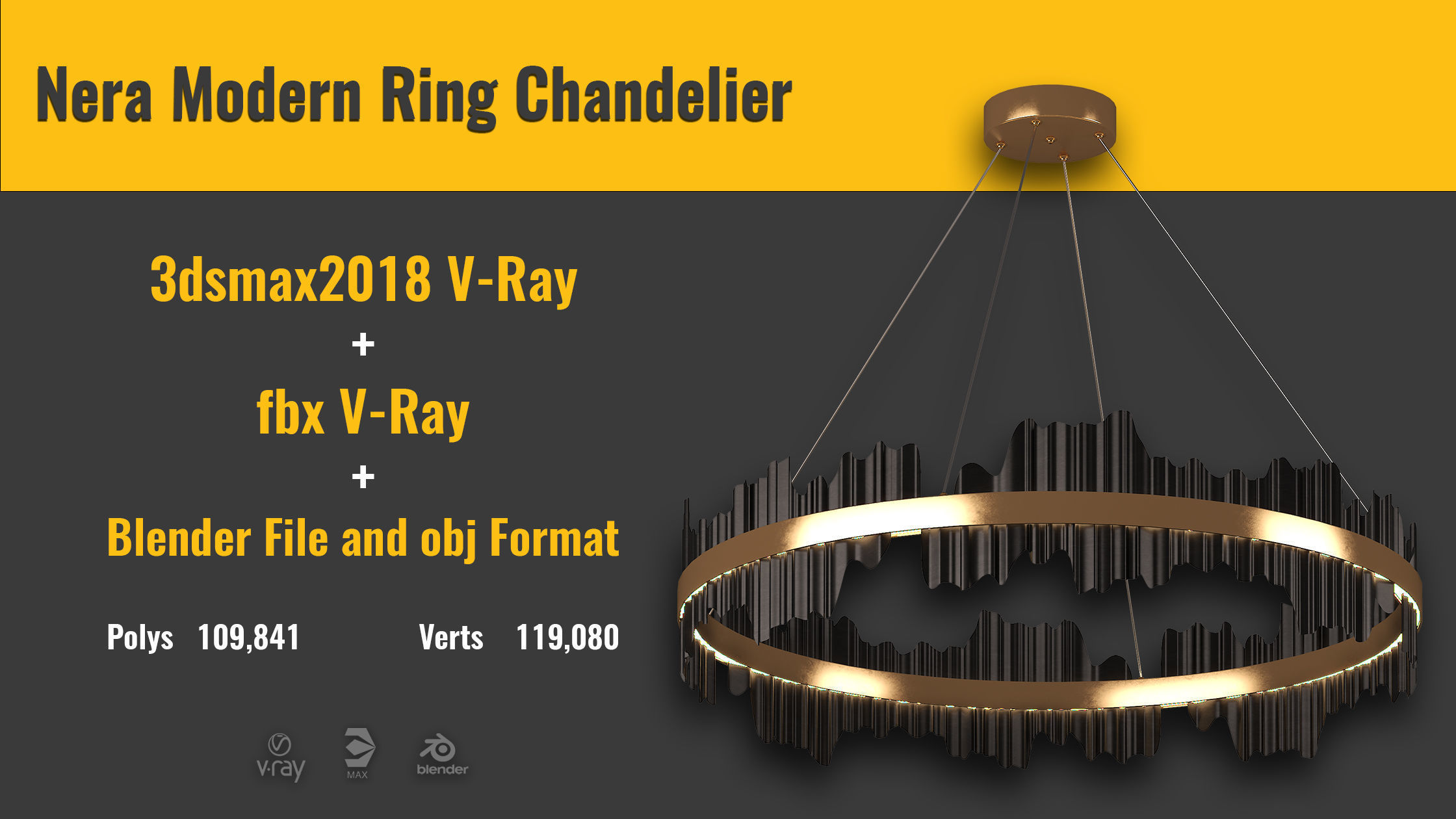 Nera Modern Ring Chandelier 3D model_7