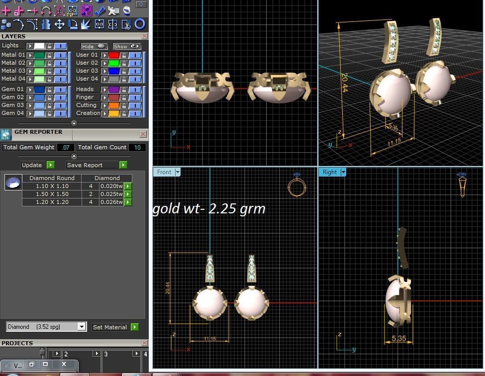 Opal Stone Earring 3Ddm stl obj fbx Render Details 3D print model_13