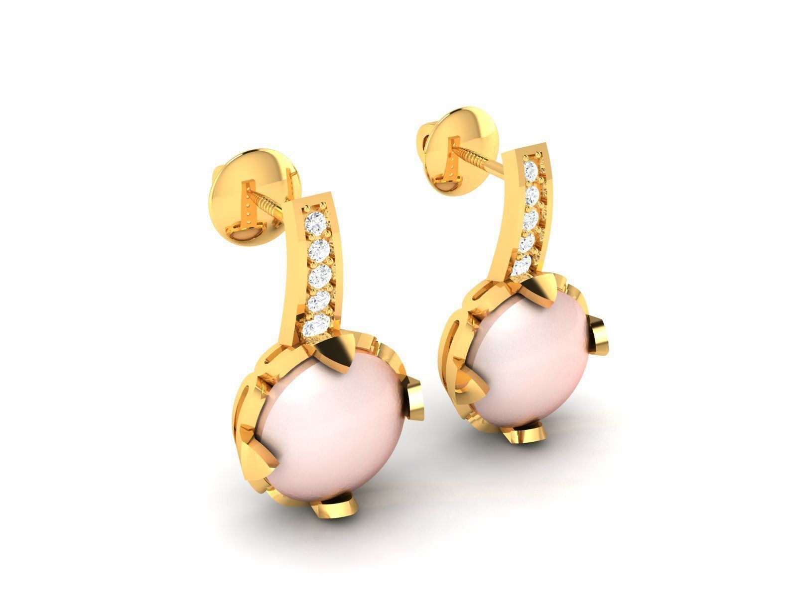 Opal Stone Earring 3Ddm stl obj fbx Render Details 3D print model_2