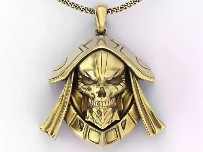 Gown skull pendant  gold silver printable jewelry 3D model