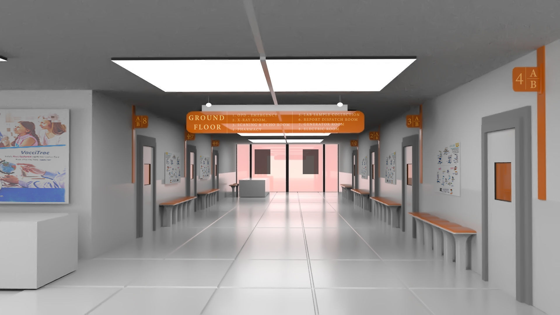 3D Corridor Hospital 3D model_1
