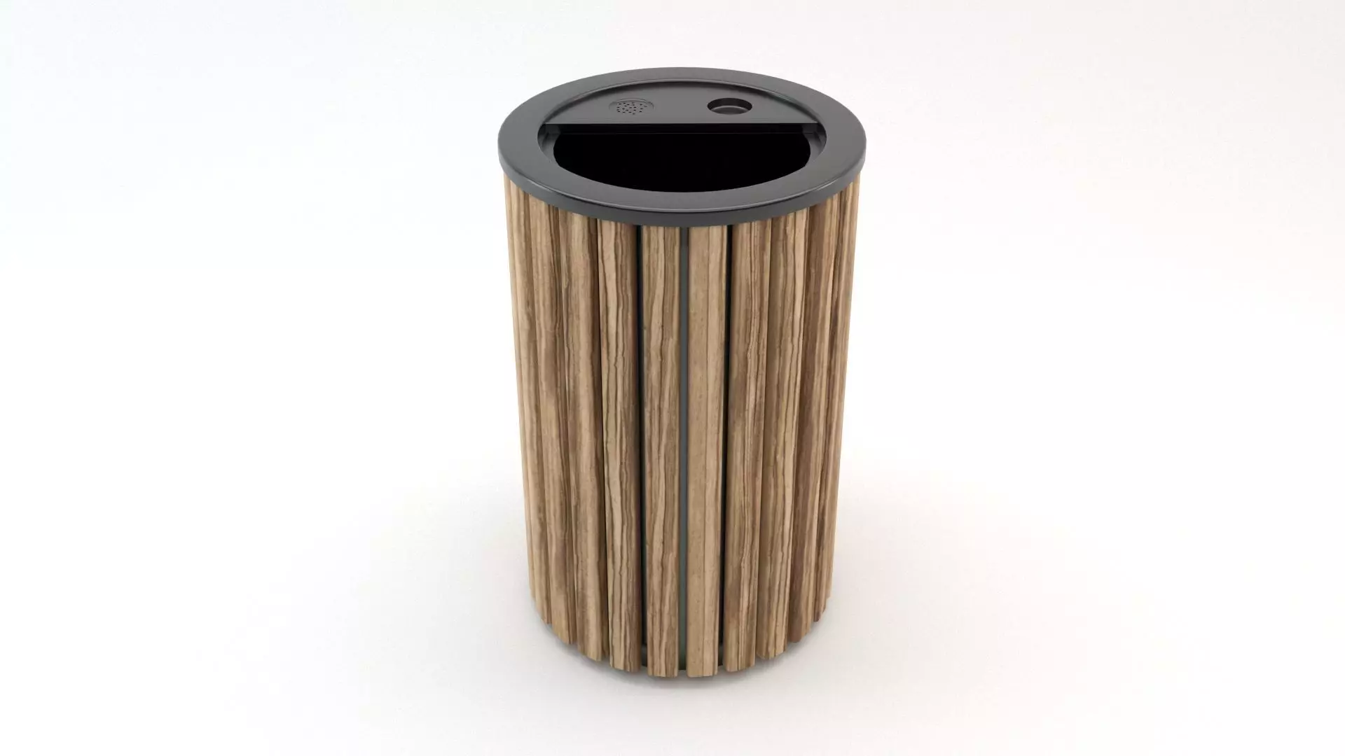 Wooden Trash Bin 3D model_0