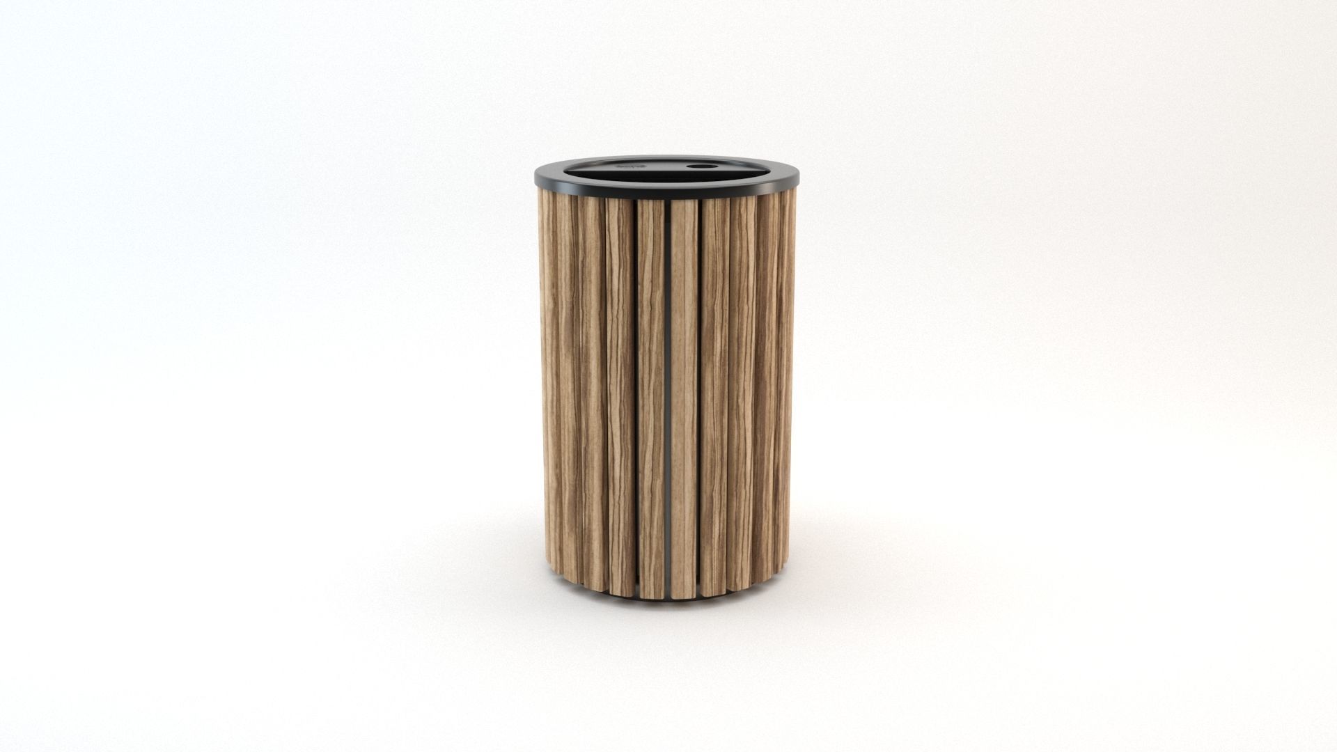 Wooden Trash Bin 3D model_1
