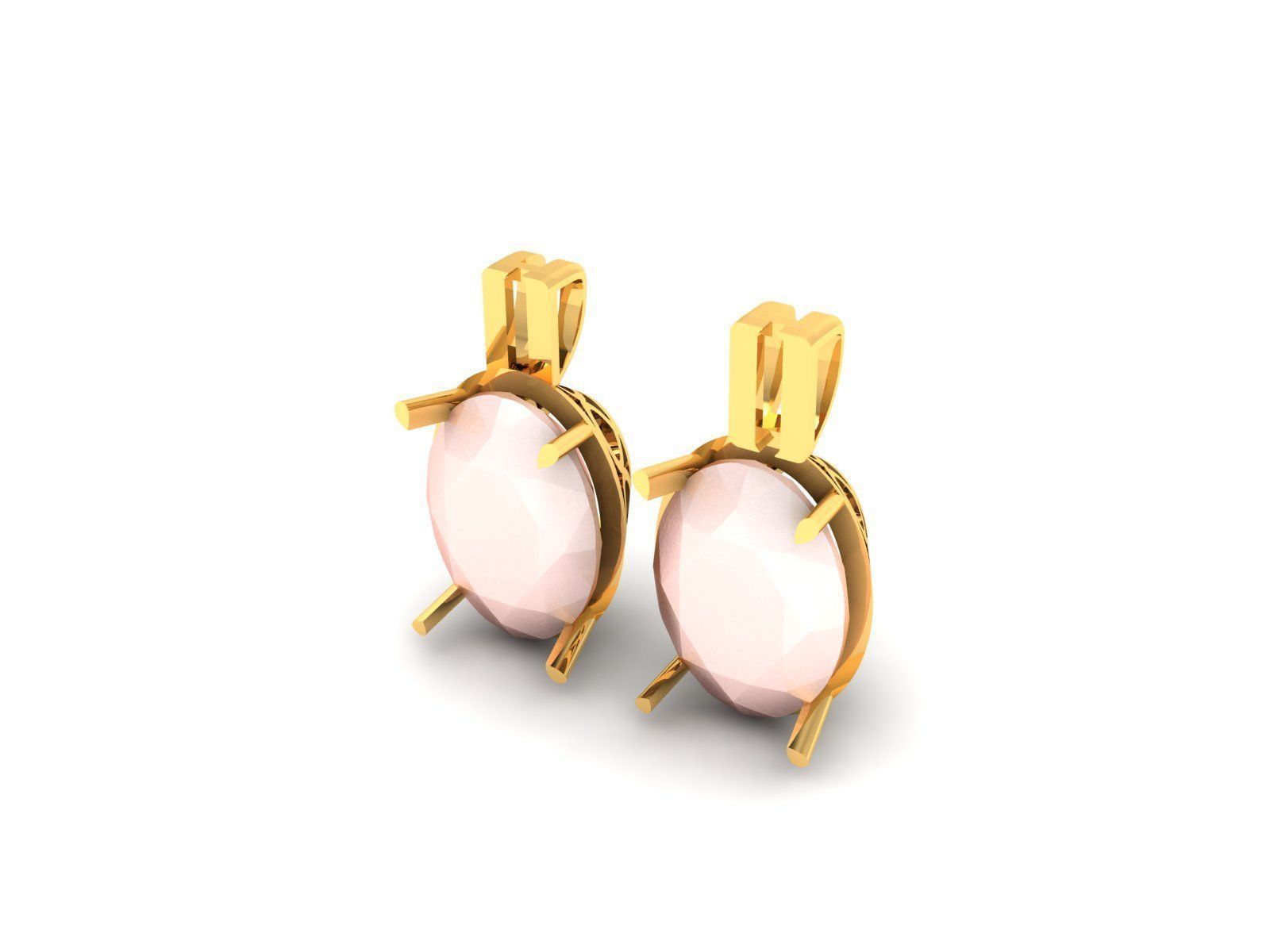 Opal Stone Earring 3Ddm stl obj fbx Render Details 3D print model_6