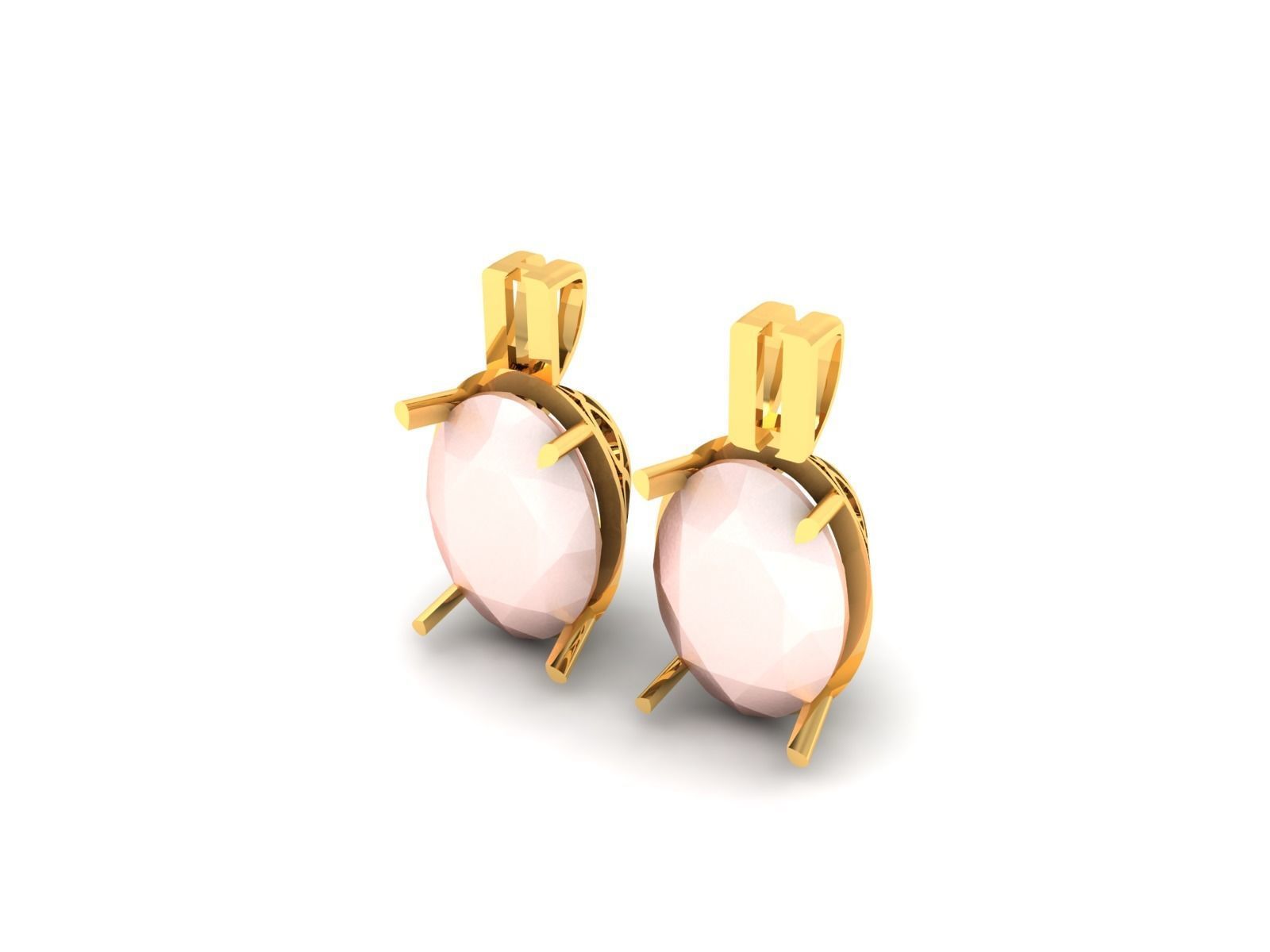 Opal Stone Earring 3Ddm stl obj fbx Render Details 3D print model_1