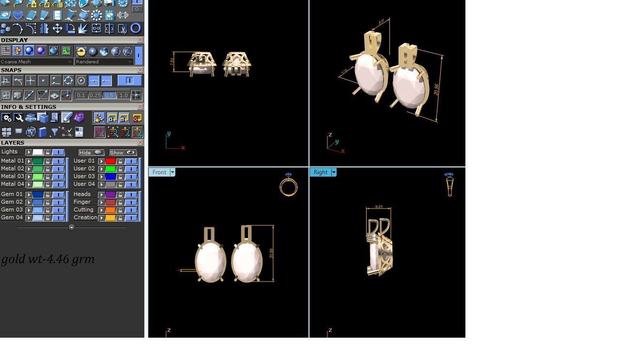 Opal Stone Earring 3Ddm stl obj fbx Render Details 3D print model_3