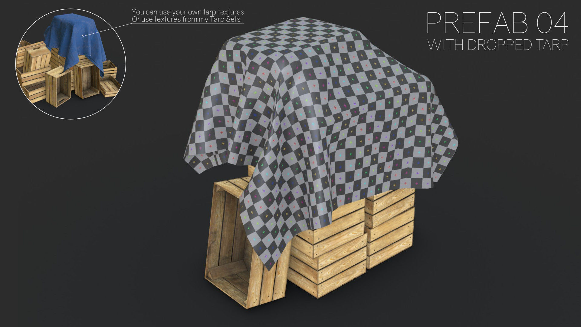 Wooden Crates Set Low-poly 3D model_15