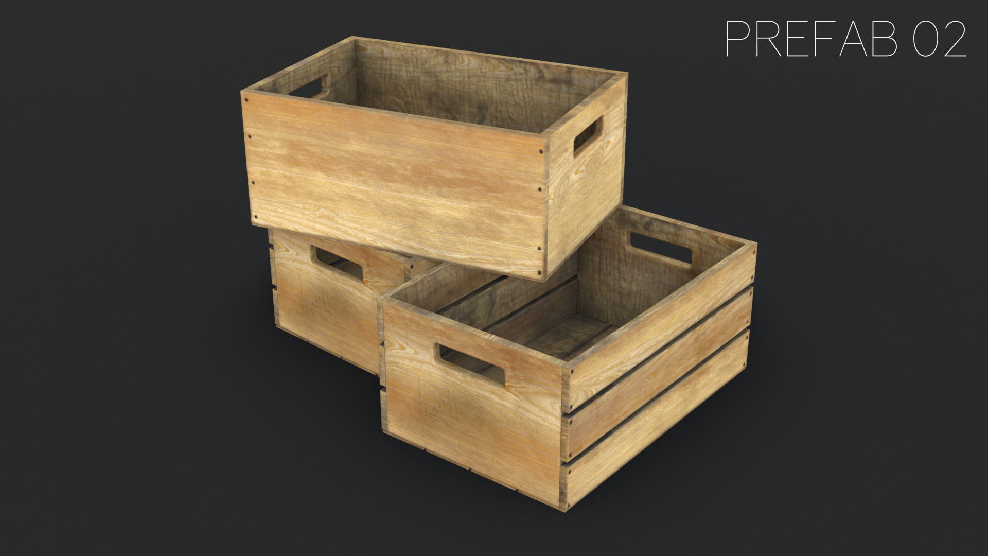 Wooden Crates Set Low-poly 3D model_11