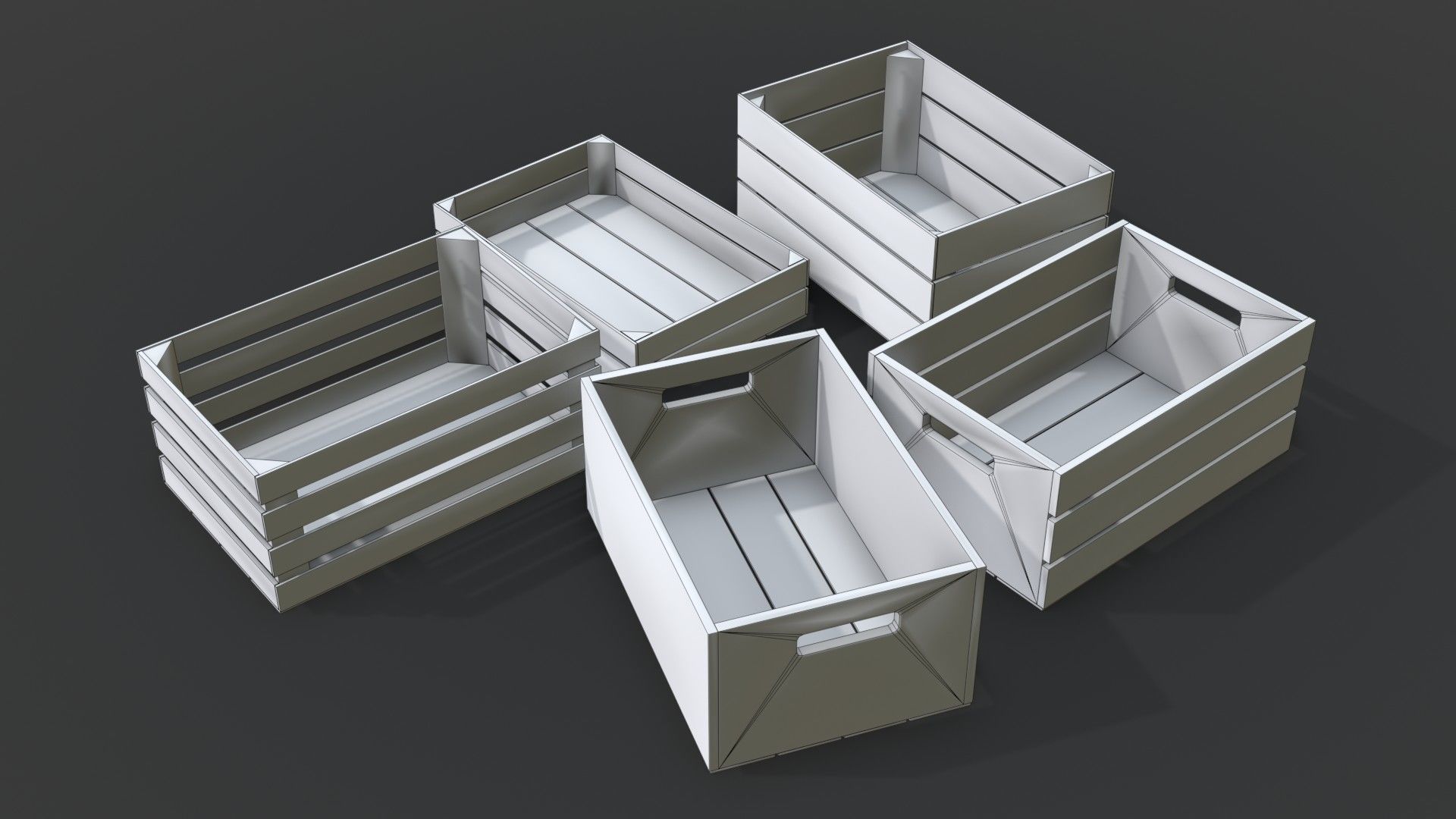 Wooden Crates Set Low-poly 3D model_20