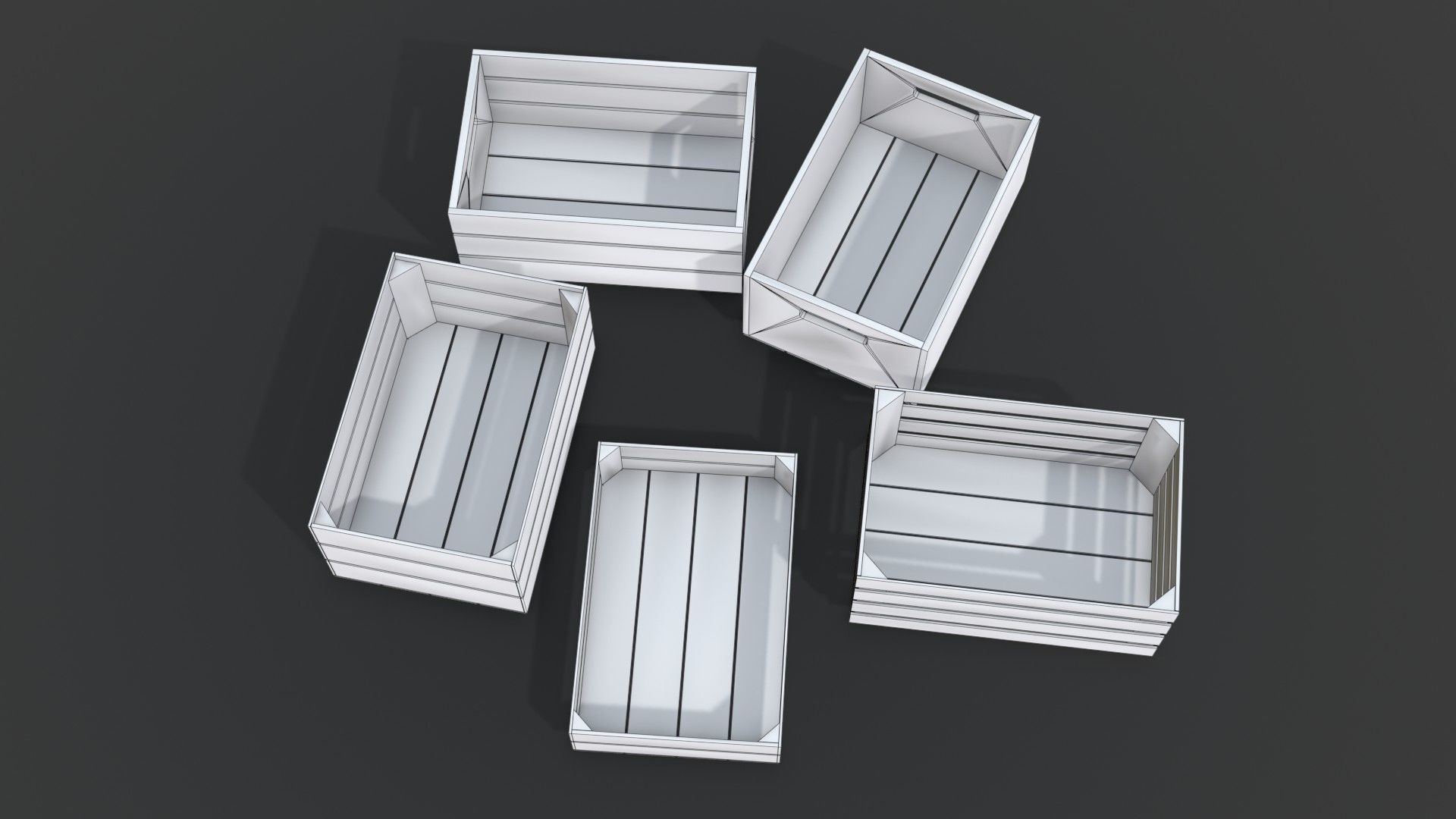 Wooden Crates Set Low-poly 3D model_22