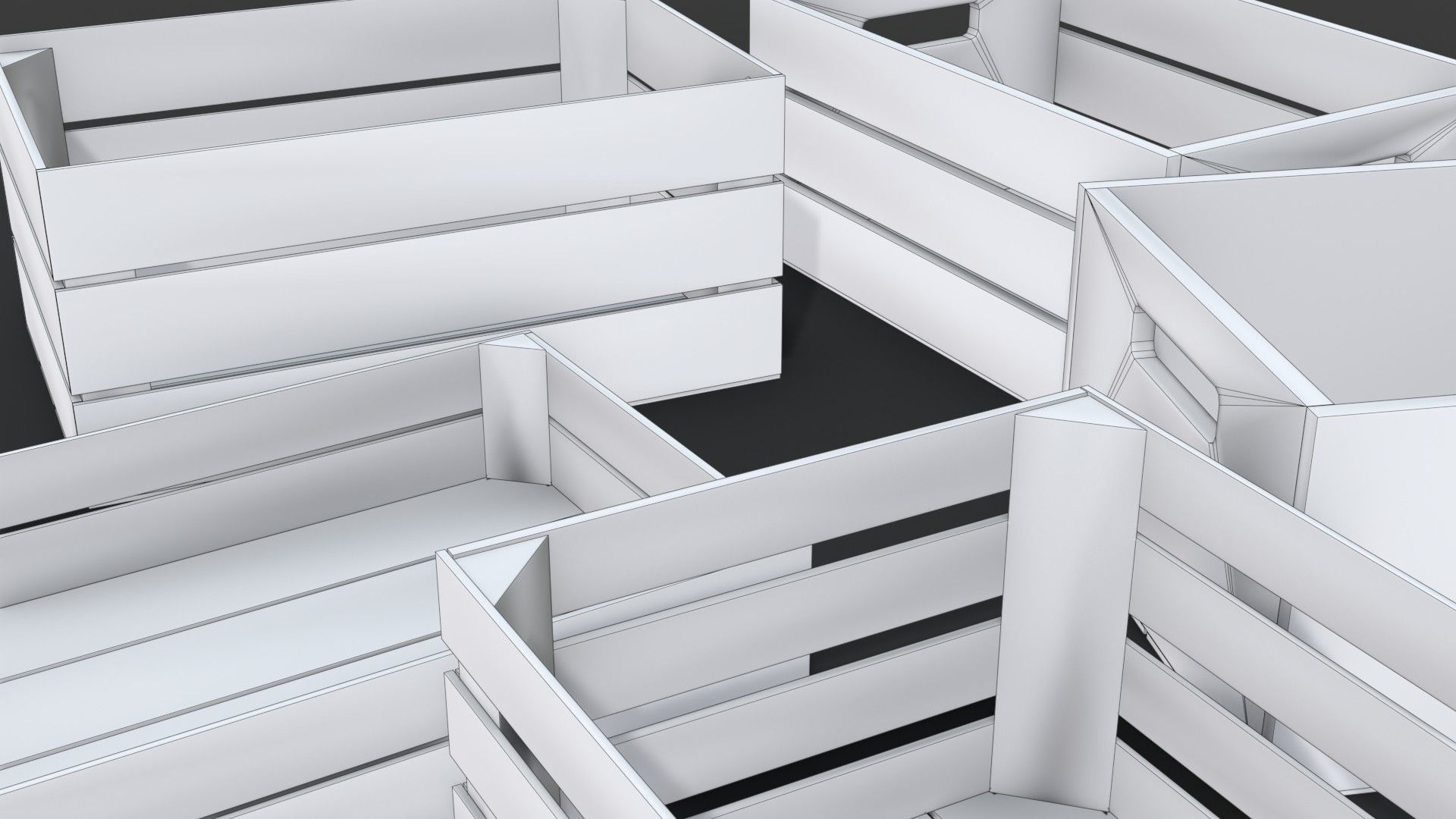 Wooden Crates Set Low-poly 3D model_23