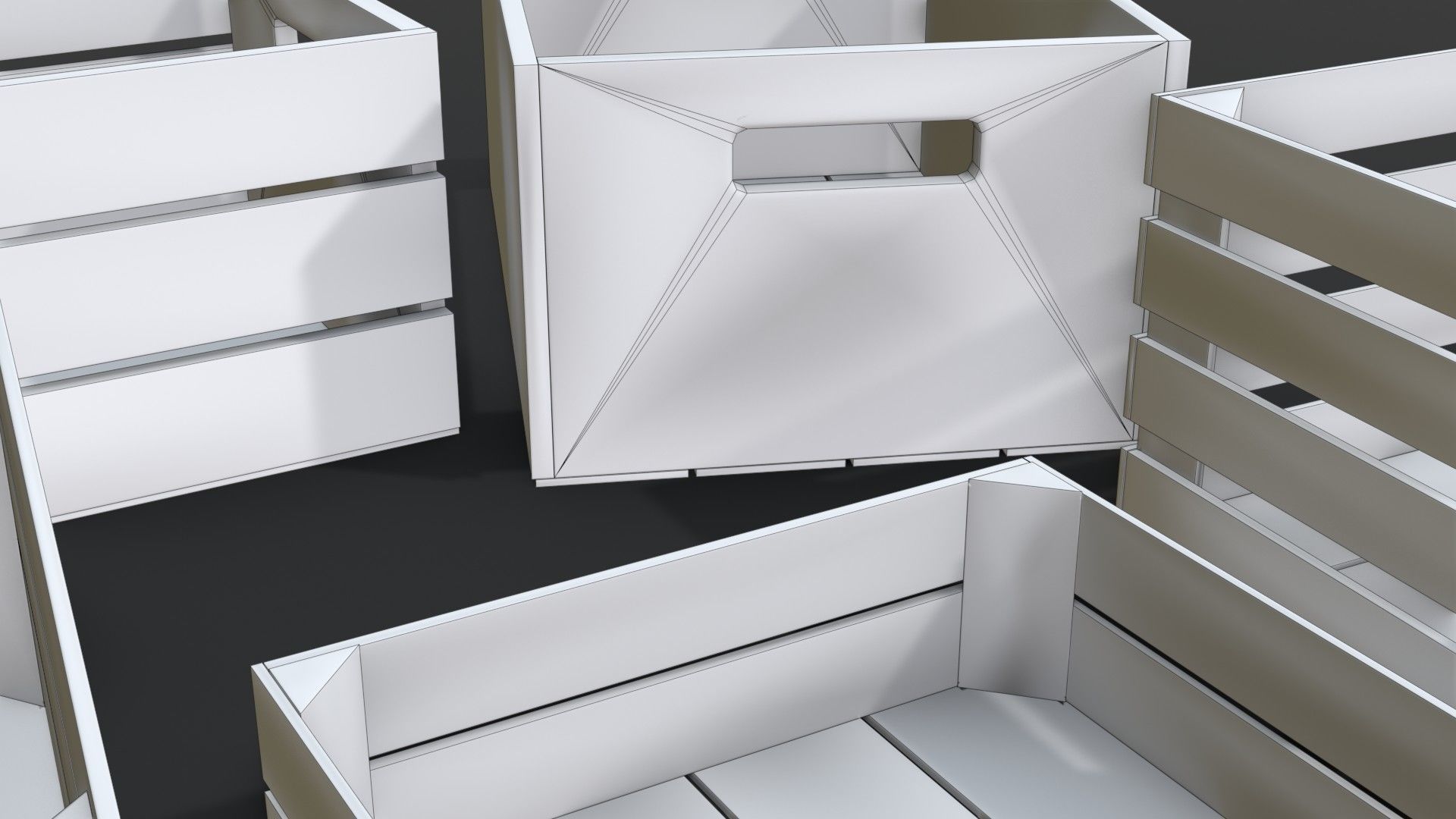 Wooden Crates Set Low-poly 3D model_24