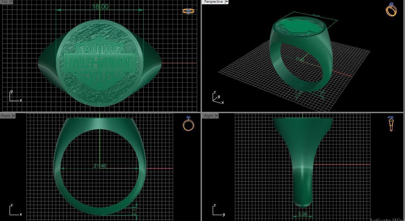 harley-davidson simple ring 3D print model_3