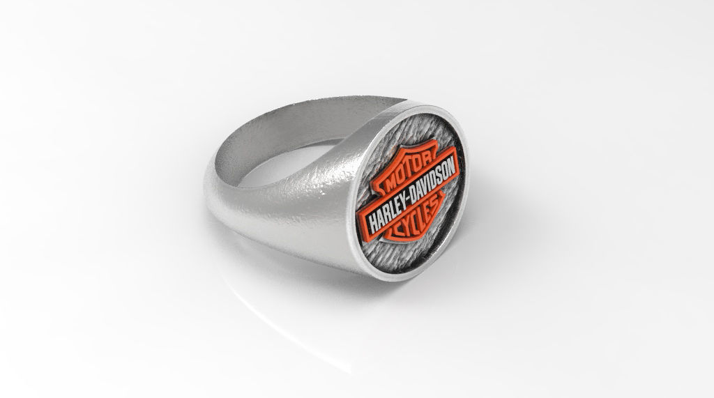 harley-davidson simple ring 3D print model_2